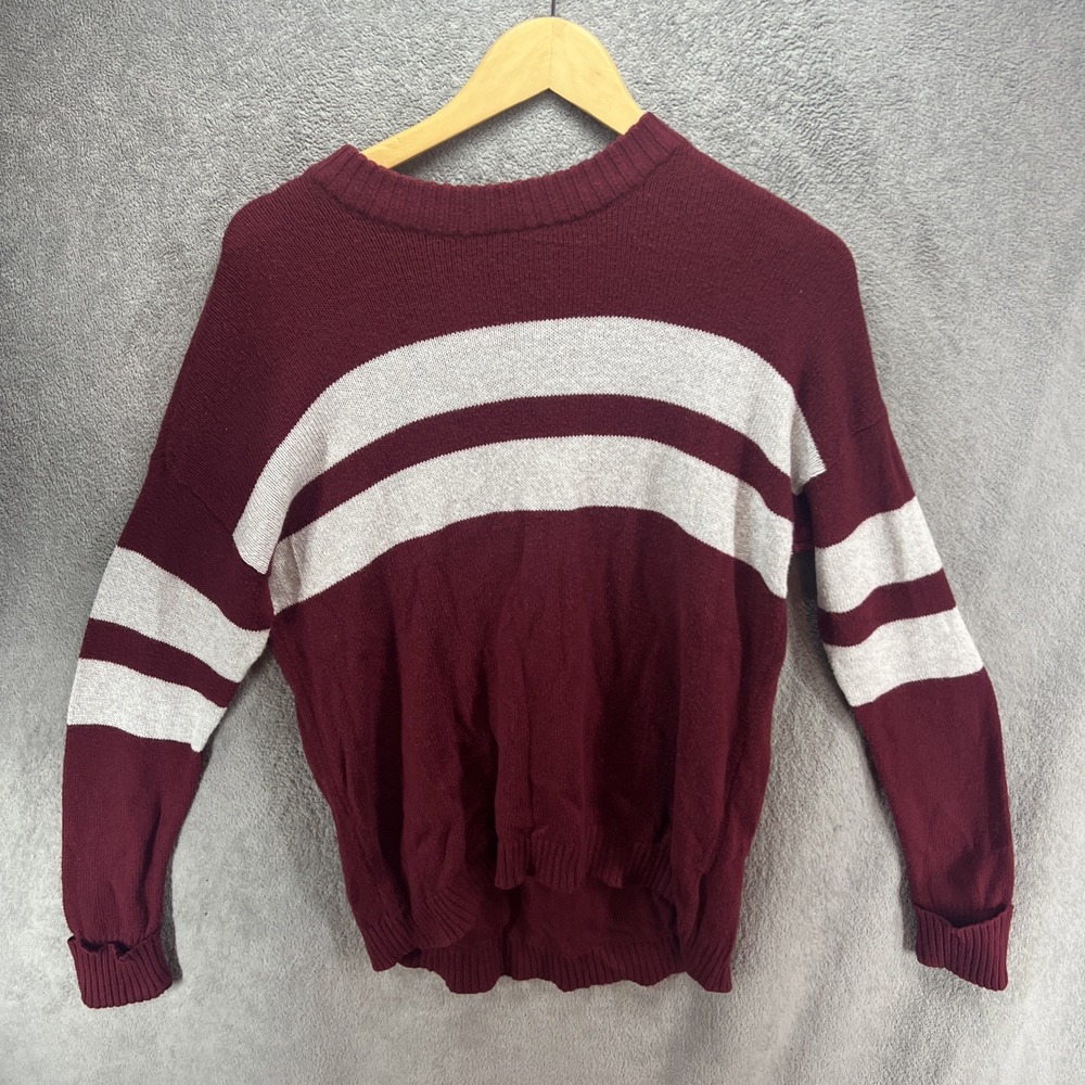MENS AMERICAN EAGLE MAROON GRAY SWEATER PULLOVER‎ AE S Small